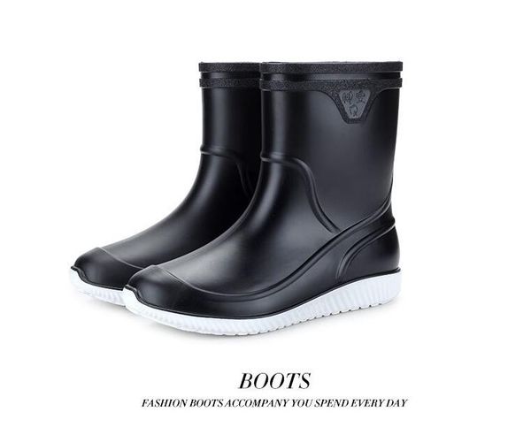 

2019 non-slip waterproof rain boots thick plastic men boots men shoes zapatos de hombre, Black;red
