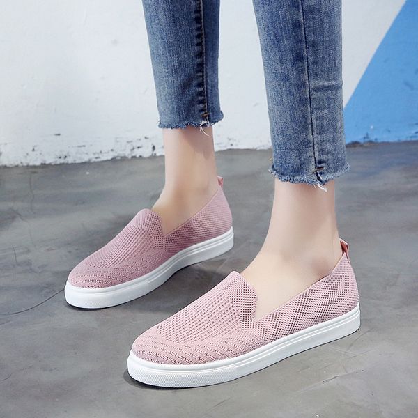 

summer shoes ladies slip-on casual female sneakers shose women round toe shallow mouth 2019 slip on dress new breathable rubber, Black