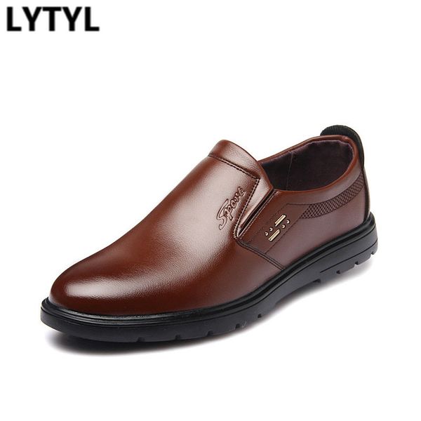 

new arrival men slip on leather shoes solid color business flat loafer shoes men formal c-17, Black