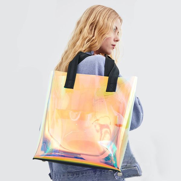 

laser shoulder jelly bag fashion beach female bag portable waterproof large large capacity transparent female 2020