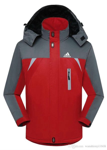 

men's jackets waterproof and snowproof rainproof fabric warm winter plus velvet thickening hooded mountaineering clothing outdoor women, Black