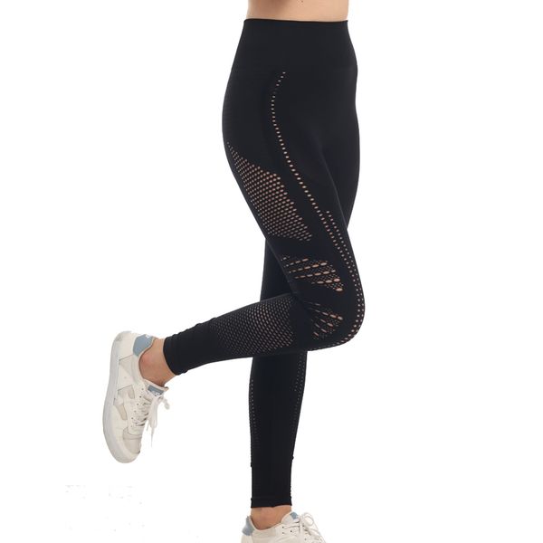 

push up pants women sports hollow out legging high waist legging fitness running compression tights, Black