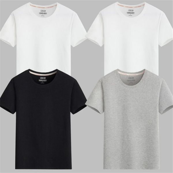 

4pcs/pack casual 100% cotton tee shirt for men black short sleeve solid classic t shirt plus size 5xl summer mens xl5089, White;black