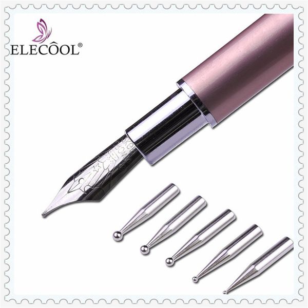 

metal head nail art dotting pen drill point flower line rhinestones tip painting drawing uv gel polish manicure tools, Silver