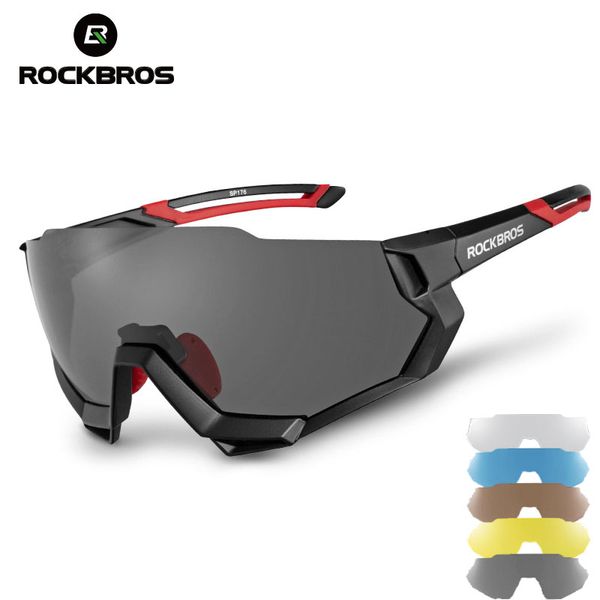 

rockbros 5 lens cycling glasses bicycle glasses polarized pchromic eyewear men women bike outdoor sports sunglasses goggles