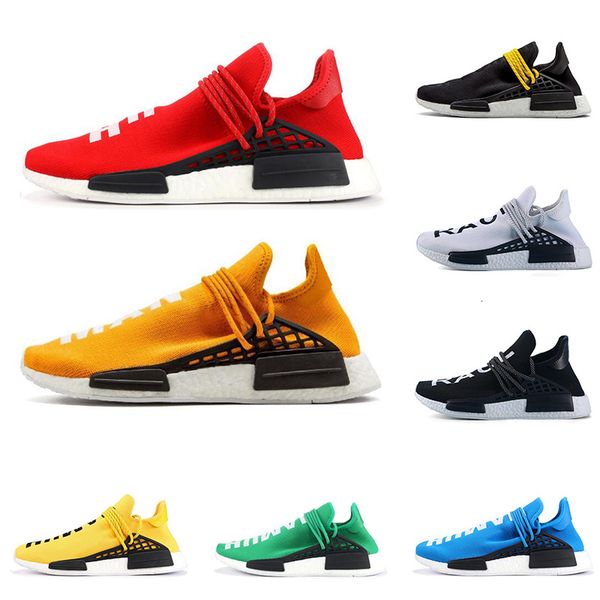 

pw human race pharrell williams men women running shoes yellow red blue black white mens trainer breathable sports sneakers