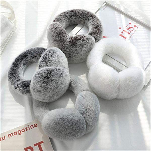 Protetores de ouvido fashional inverno quente real genuíno coelho/rex pele earmuffs proteção de ouvido macio protetor de ouvido