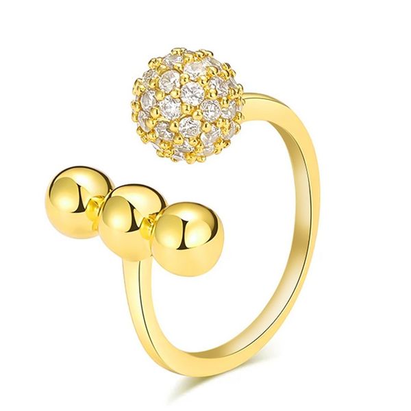 

new fashion adjustable open rings for women girl new 2019 gold color zircon round crystal ring wedding jewelry anillos gifts 1pc, Slivery;golden
