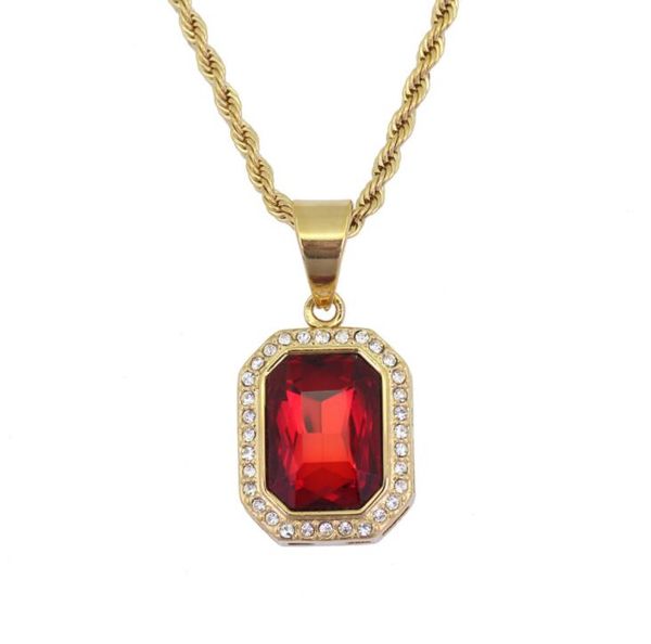 

hip hop titanium steel ruby pendant necklaces for men western animal luxury necklace stainless steel cuban chains dog tag jewelry, Silver