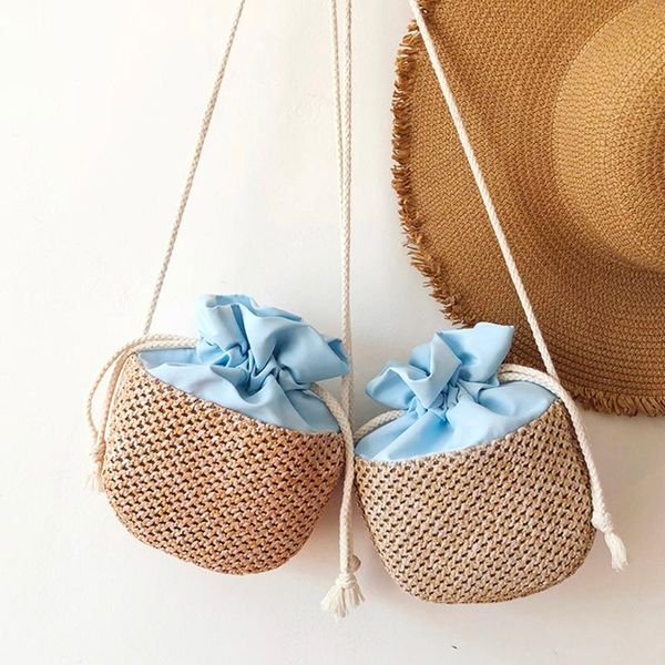 

fringed chain small bucke bags for women 2020 fashion straw crossbody bags ladies summer drawstring shoulder handbags dropship