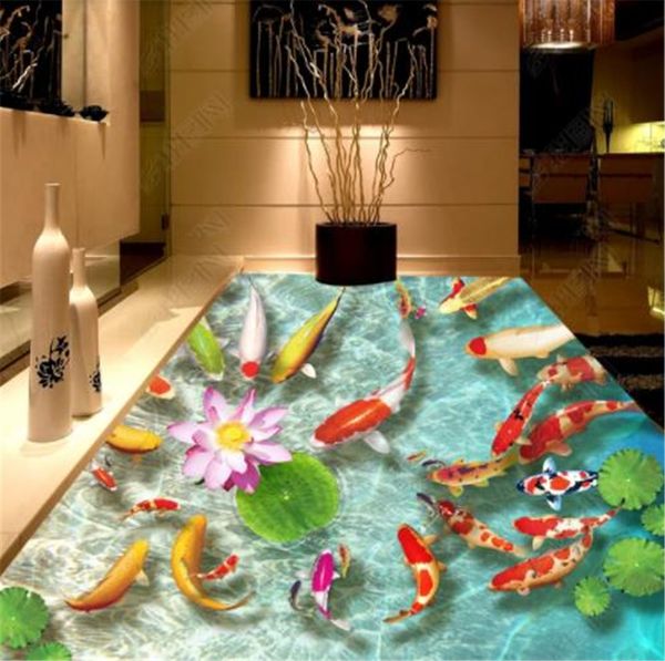 

custom squid lotus pond 3d floor mural