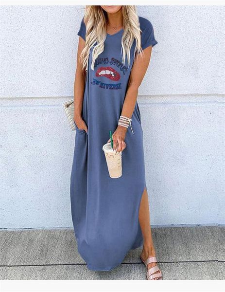 

females clothing letter print women casual dresses loose crew neck womens designer dresses fashion short sleeve, Black;gray