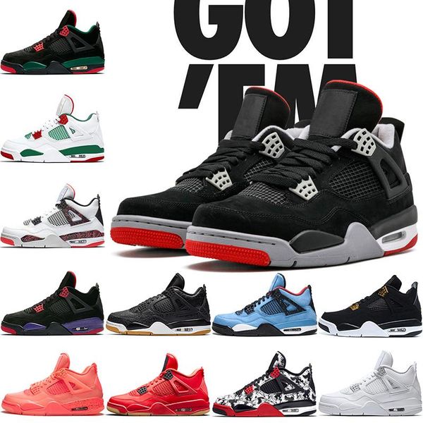 

4s men basketball shoes 4 bred nrg black white laser gum pale citron punch pure money mens trainer sports sneaker size 41-47