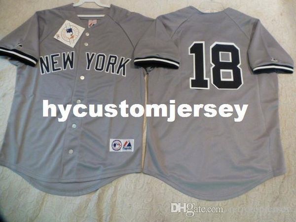 

custom majestic new york scott brosius #18 sewn baseball jersey gray new mens stitched jerseys big and tall size xs-6xl for sale, Black;blue