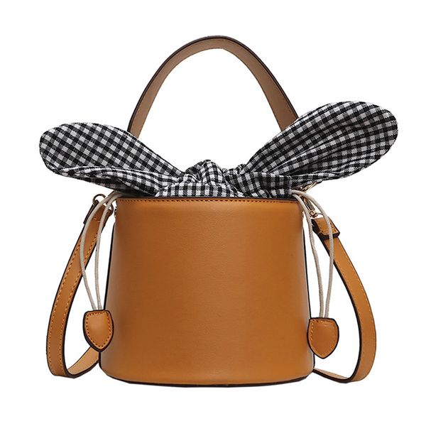

new spring and summer women bucket messenger bag girl pu leather fashion shoulder women's small cute handbag bow crossbody bag