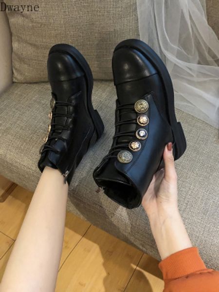 

2020 new fashion british style round head plus velvet comfortable wild boots children tide, Black