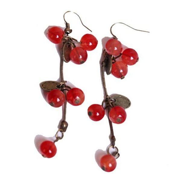 

fashion jewelry for women korean pop red cherry cute earring wholesale simple and elegant earring, Silver