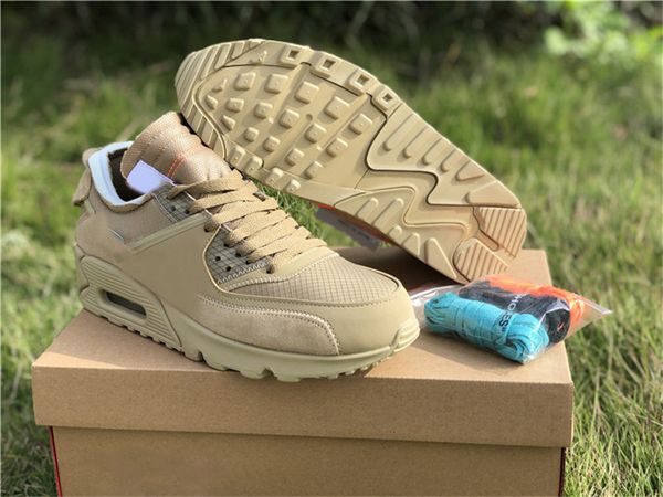 

2019 Authentic Air Off 90Max 90 Desert Ore Hyper Jade Bright Mango White Running Shoes Man Woman Sports AA7293-200 With Original Box 36-45