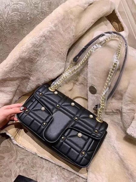 

new arrival women pearl leather shoulder bags purse female vintage crossbody bag purse woolen 26cm for female