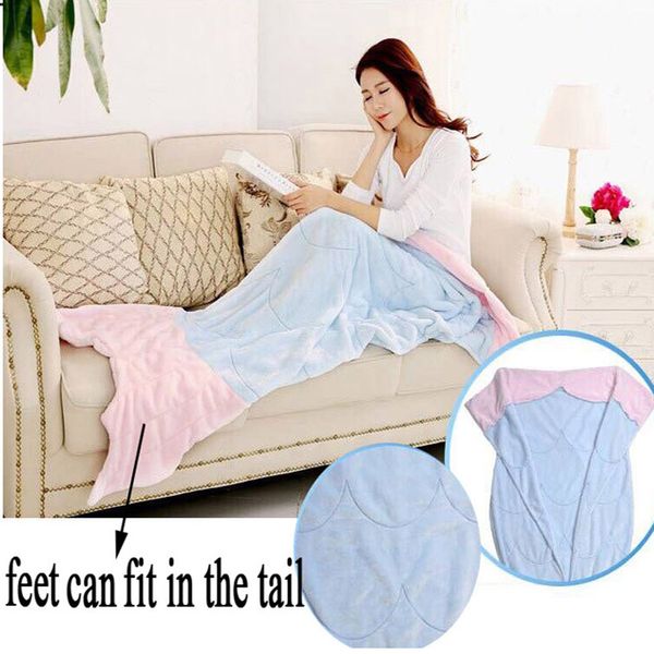 

fleece sofa mermaid tail blanket both for kid and adult