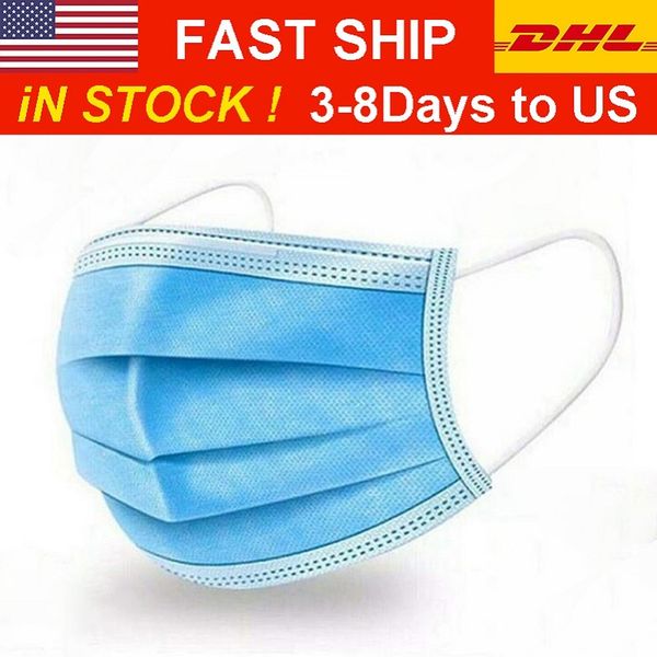 

DHL3-8 days to US 50pc 3-Layer Filter Disposable Face Masks Non-woven Mouth Masks PM2.5 Anti Pollution Anti-Dust Unisex Protective Safety