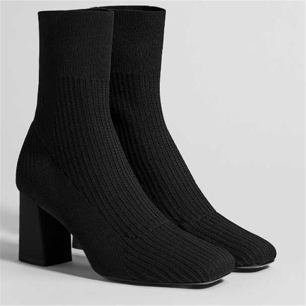 

2018 new ayemiland fashion pure color high-heeled shoes woman single shoes stretch hose jh2, Black