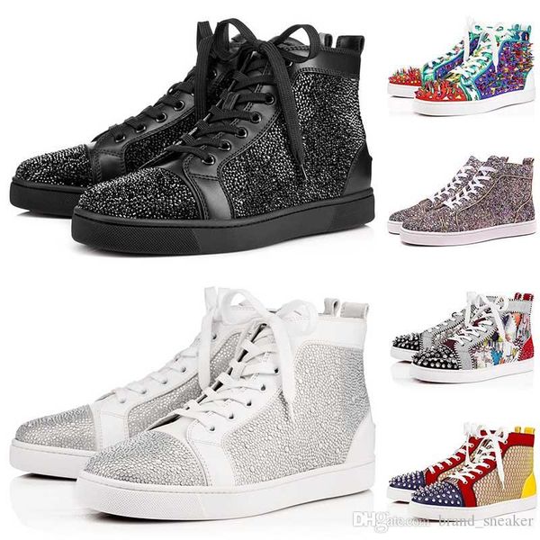 

лучшего luuxry кроссовки шипованных шипы обуви мужской мода тренеры кружевной мужские плоские ботинки сверкают граффити обуви партии свадебн
