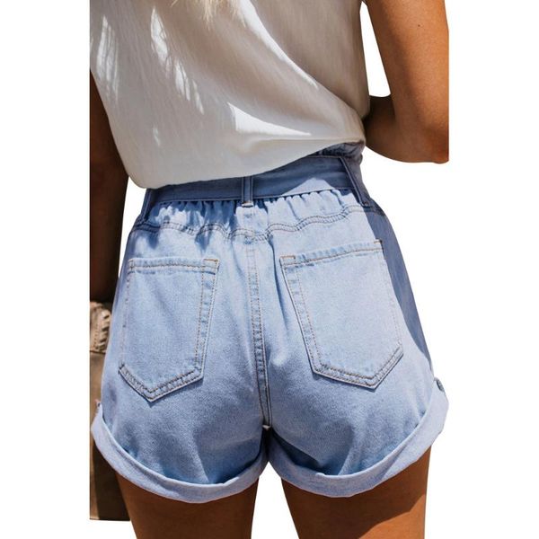 

women's denim шорты с высокой талией обжима новый стиль лета европа и америка сыпучие-fit для похудения большой размер горячие штаны женские, Blue