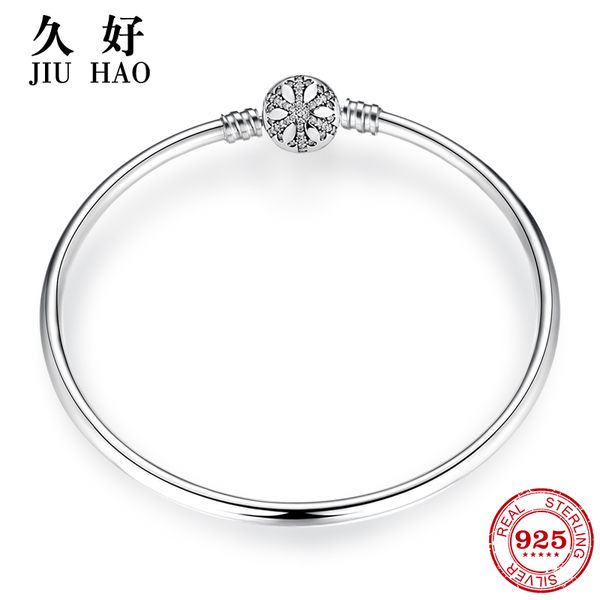 

925 sterling silver charm snowflake bracelet diy for fashion jewelry womens accessories trendy, Golden;silver