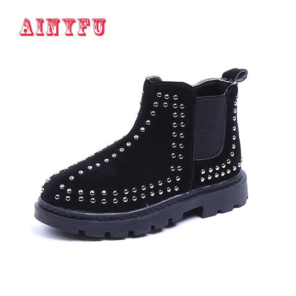 

ainyfu girls rivet martin boots kids baby boys toddler shoes soft bottom boys new fashion leather sneakers size 26-36 b225, Black;grey