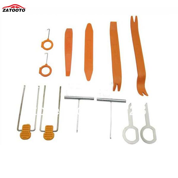 

zatooto (100set/lot ) wholesale 12pcs car radio door clip panel trim dash audio removal pry tool kit plastic