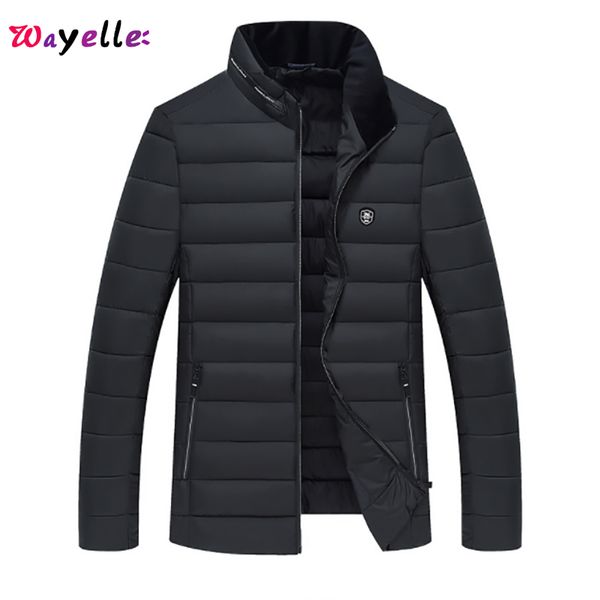 

2019 new mandarim collar men cotton jackets parka autumn winter warm outwear slim mens coats casual windbreak jackets men, Tan;black