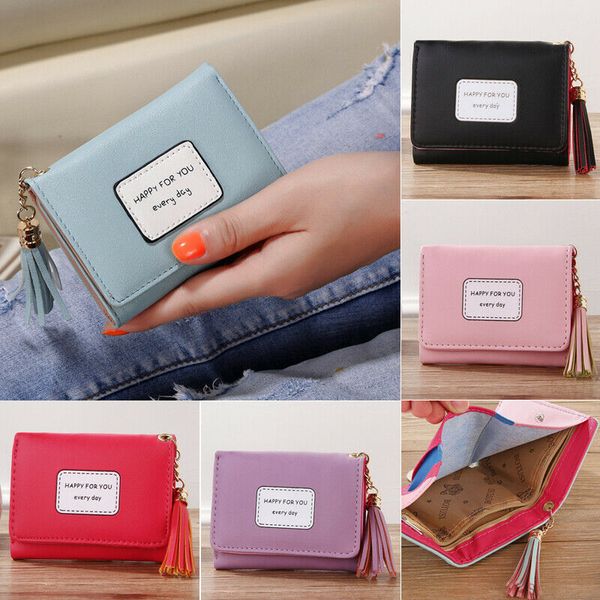 

женщины короткий кошелек сумка для монет из искусственной кожи дамы простой двойной сумочка кошелек, Red;black