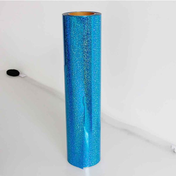 

blue/gold holographic heat transfer vinyl film iron on t-shirts diy cutting decorative vinyl film 0.5*1m heat pressing