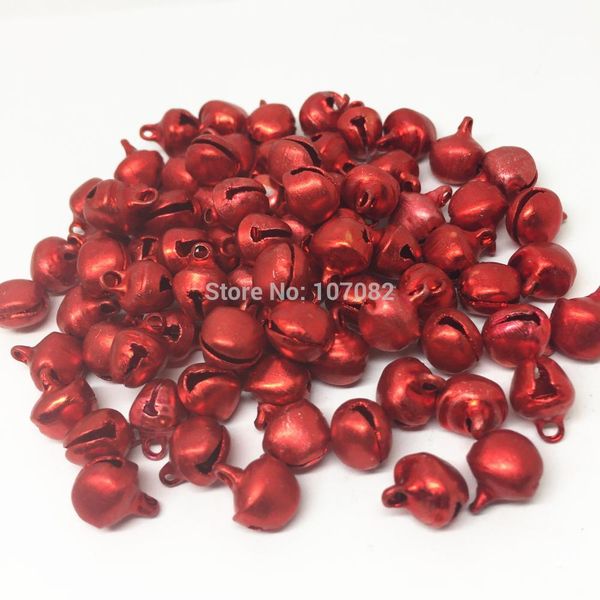 

500pcs 8mm red christmas jingle bells aluminum keychain charms lacing bell for xmas baubles santa diy jewelry making crafts