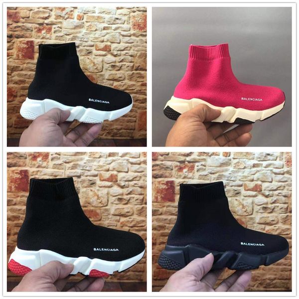 

2018 kids fashion ankle boots speed stretch mesh high trainer running shoes speed knit sock mid-trainer sneakers