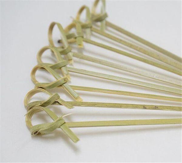 

dining bar 100pcs/bag disposable bamboo tie knotted skewers twisted ends cocktail food fruit picks fork sticks buffet cupcake ers