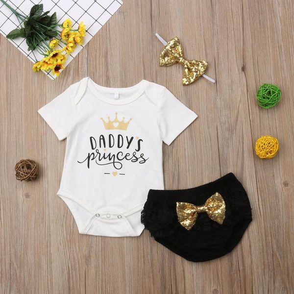 

принцесса новорожденных девочки romper + тюль брюки 0-18m папиных оголовья летней мода письмо печати дышащего младенца bodysuit set, White