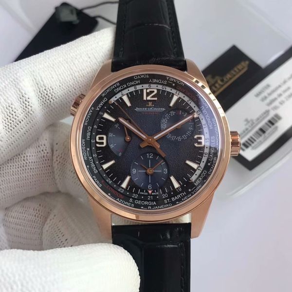 

jaeger-lecoultre часы мужские бизнес моды класса люкс спортивные часы, швейцарский jaeger-lecoultre движения, ремешок из кожи аллигатора, ме, Slivery;brown