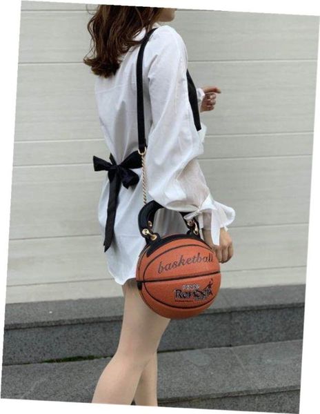 

women's bag 2020 new trend round women's bag basketball style personality creative b / l shoulder chain oblique cross