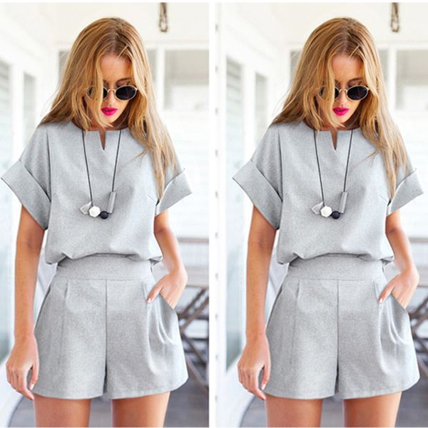 

tracksuit for women cotton linen solid color loose short-sleeved plus size women's fat mm shirt shorts casual two piece set, White
