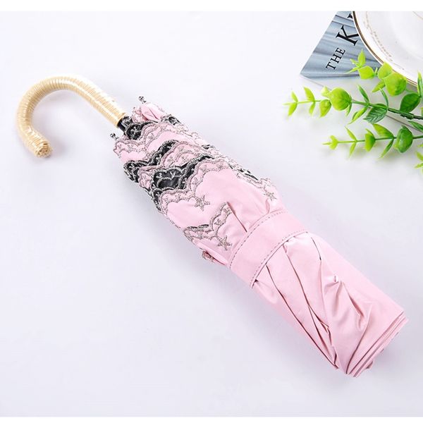 

umbrellas hipster solid color three-fold japanese sun protection uv glue sunshade girl's advertising umbrella