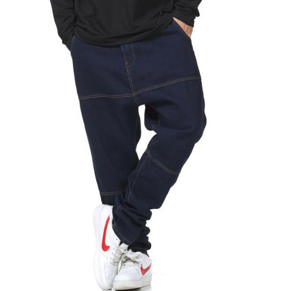 

man jeans hip hop skateboard pants men's jeans fashion men loose dark blue trousers