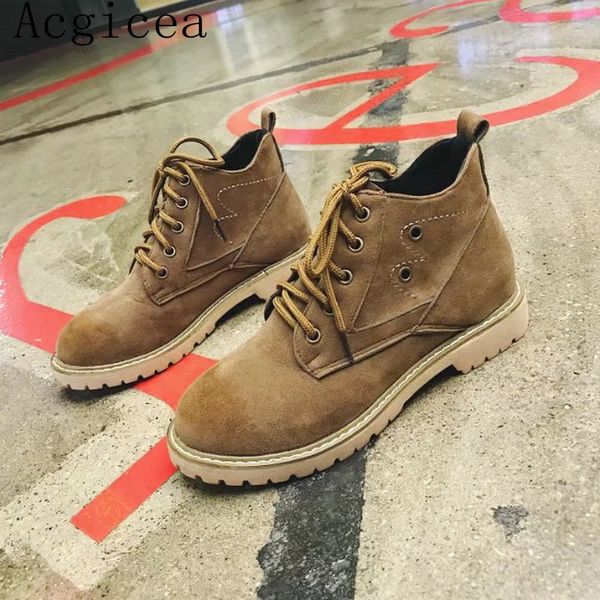 

nice new casual lace up women ankle boots concise spring autumn soft shoes woman 3cm med heels brand female boot for students, Black
