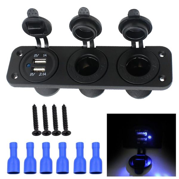 

power adapter charger car automotive panel socket splitter spare dual usb digital display voltage monitor outlet plastic