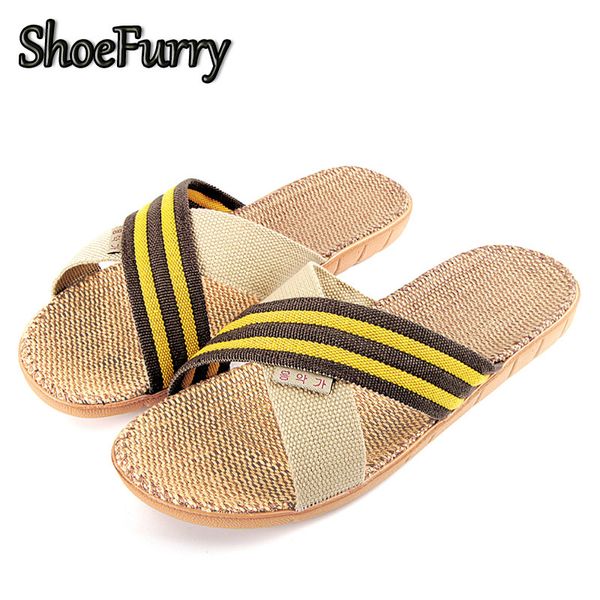 

shoefurry men home slippers 2019 summer casual shoes flax sandals, Black