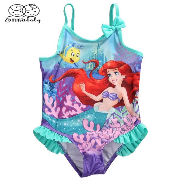 

emmababy kids baby girls little carnoot mermaid costume bikini ruffled swimwear swimsuit outfit one-piece, White