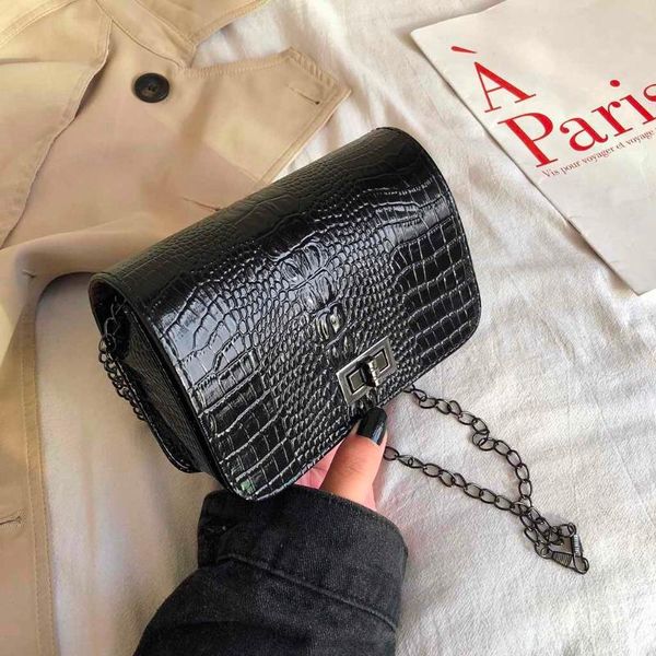 

mini square bags for women crocodile pattern pu leather women's handbag chain shoulder messenger bags retro purse bolsa feminina