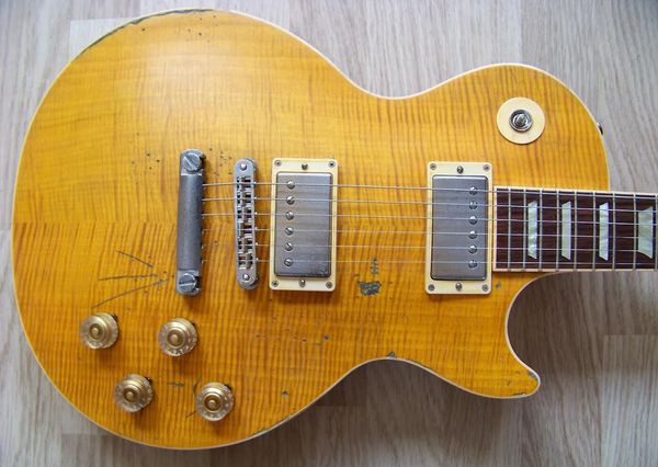 

10S Custom Shop Пол Коссофф 1959 Relic Aged Honey Выброс Фалме Maple Top Электрогитара One Piece шеи (Нет Шарф Joint), 1 ПК Mahogany Body