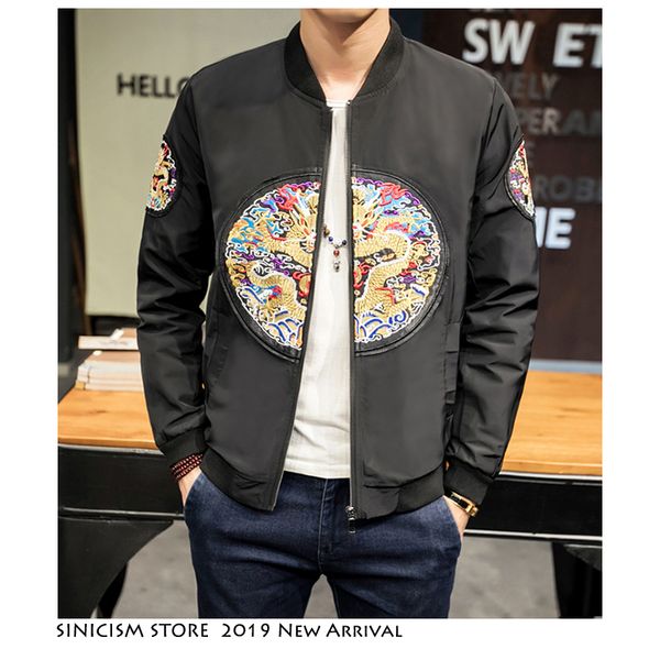 

sinicism store men 2019 autumn embroidery chinese style jackets mens korean loose fashion streetwear clothes male hip hop jacket, Black;brown